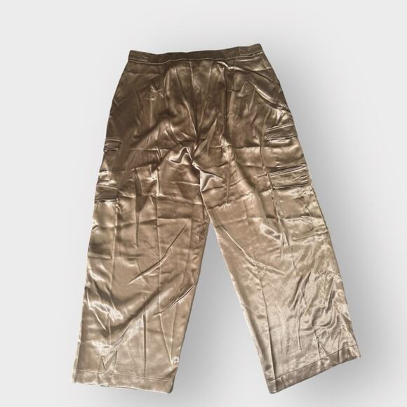 NEW A New Day gold satin wide leg pleated cargo trouser pants - Picture 6 of 7